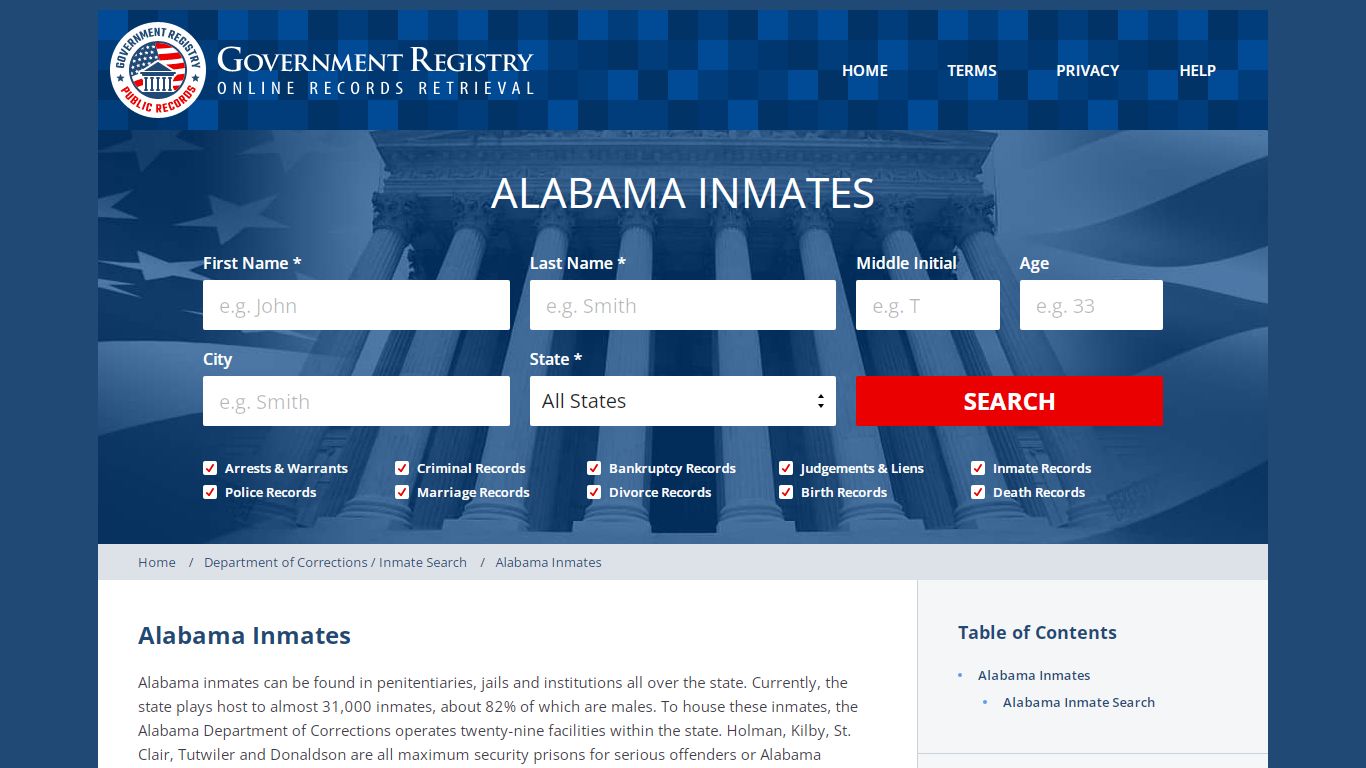 Alabama Inmates | GovernmentRegistry.org